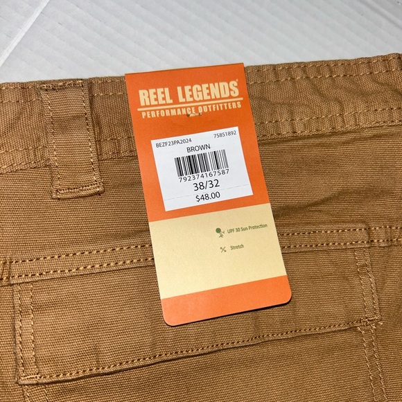 Reel Legends Canvas Pants, Stretch Men's Size 38x32 Brown Fishing Outdoors - Picture 2 of 8